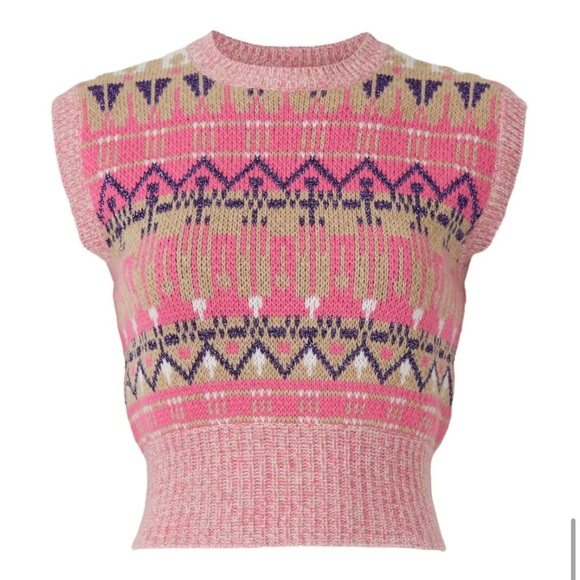 Paco Rabanne Pink Metallic Knit Wool Sweater Vest - Picture 6 of 6